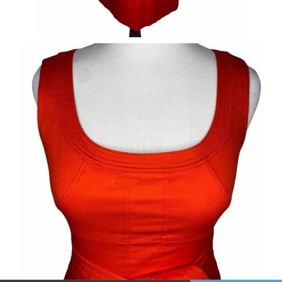 Tory Burch Leena Twill Sheath Midi Knee Length Dress Red Sz 6 - Picture 11 of 16